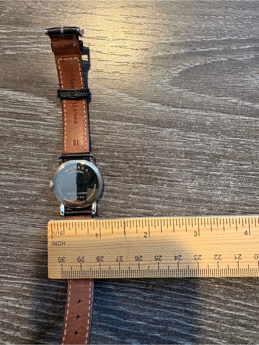 Movado Black Dial Silver Case Women's Watch with Black Leather Strap - Picture 4 of 4